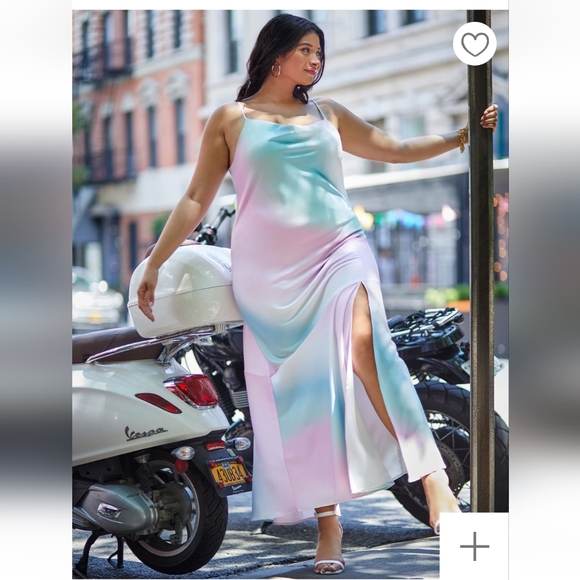 Eloquii Dresses & Skirts - Eloquii cowl neck slip dress in pink and pastel green